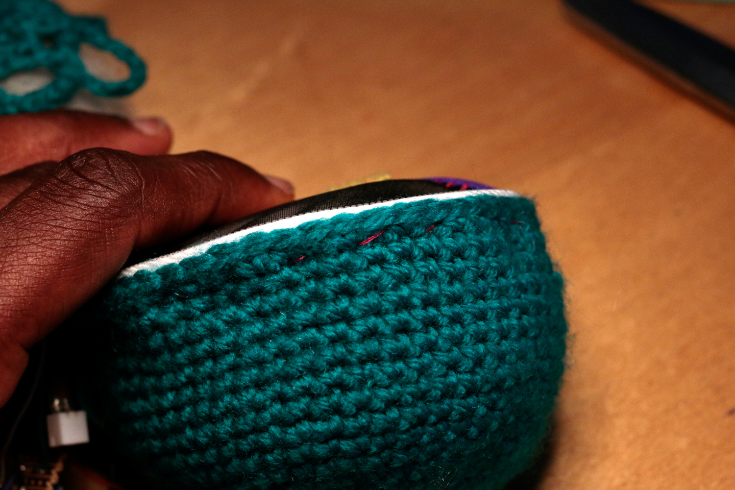 willpower studios Fluffies, fluffy burger, OSC, music tech instrument audiovisual arduino esp32  pressure sensor etextiles 