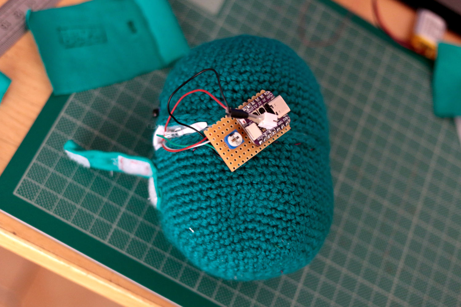 willpower studios Fluffies, fluffy burger, OSC, music tech instrument audiovisual arduino esp32  pressure sensor etextiles 