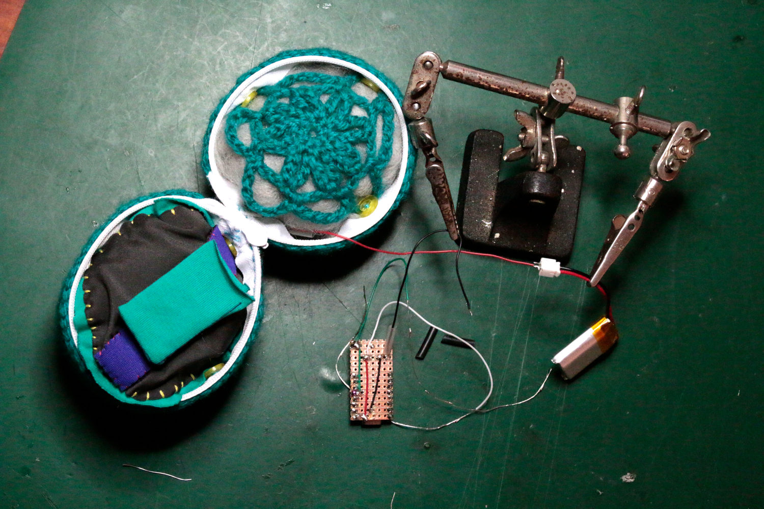 willpower studios Fluffies, fluffy burger, OSC, music tech instrument audiovisual arduino esp32  pressure sensor etextiles 