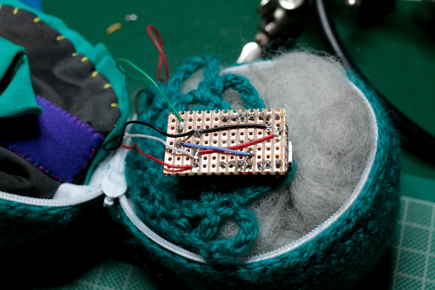 willpower studios Fluffies, fluffy burger, OSC, music tech instrument audiovisual arduino esp32  pressure sensor etextiles 