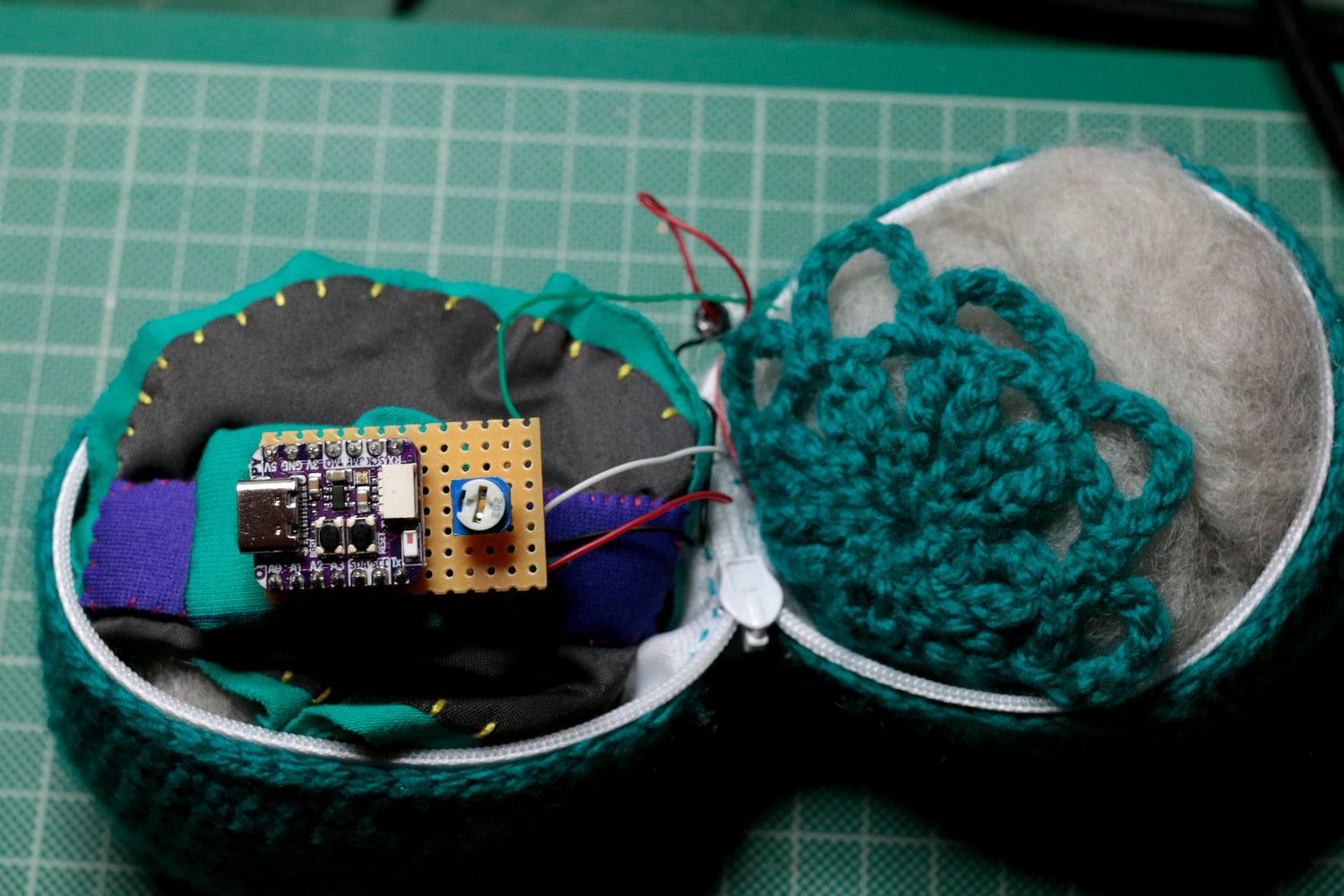 willpower studios Fluffies, fluffy burger, OSC, music tech instrument audiovisual arduino esp32  pressure sensor etextiles 